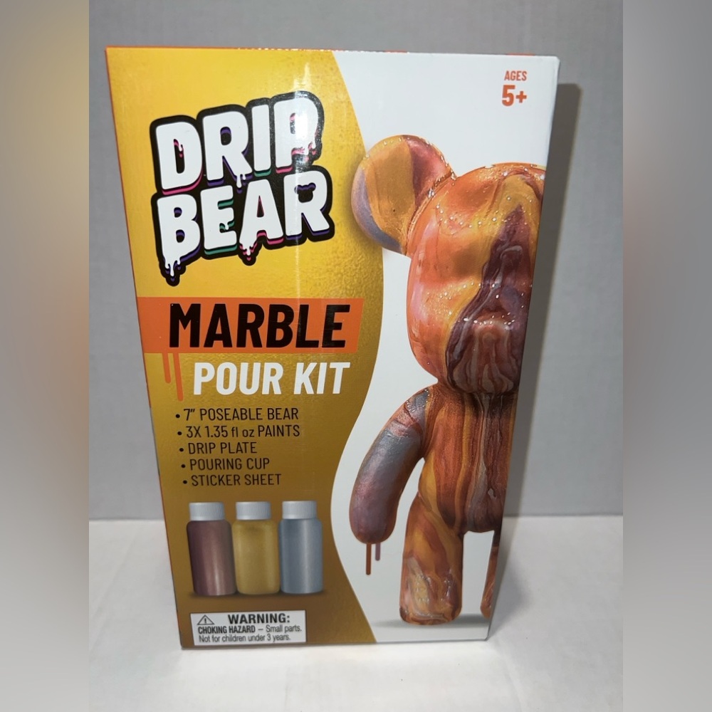 Drip Bear Marble Pour Art Kit – 7” Poseable Bear Craft Set (Ages 5+)